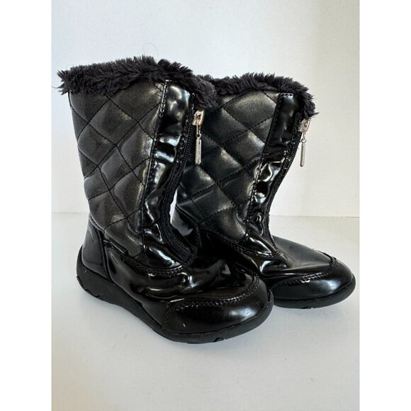 Khombu Winter Boots Solid Black Toddler Girls Size 9 Dana Faux Fur Waterproof - Picture 9 of 9